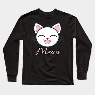 Cute cat meao design kitty funny Long Sleeve T-Shirt